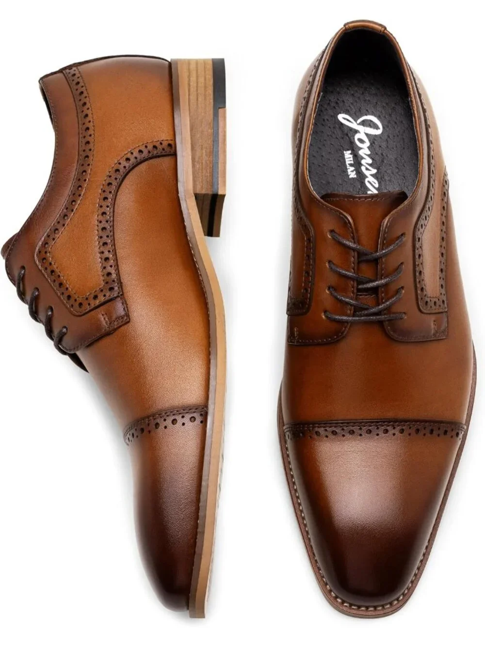 Jousen Men's Amy Brown9046 Leather Comfortable Oxford Business Classic Shoes